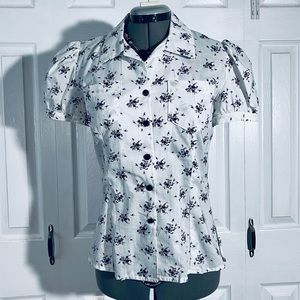 Hand Sewn Button Floral Top